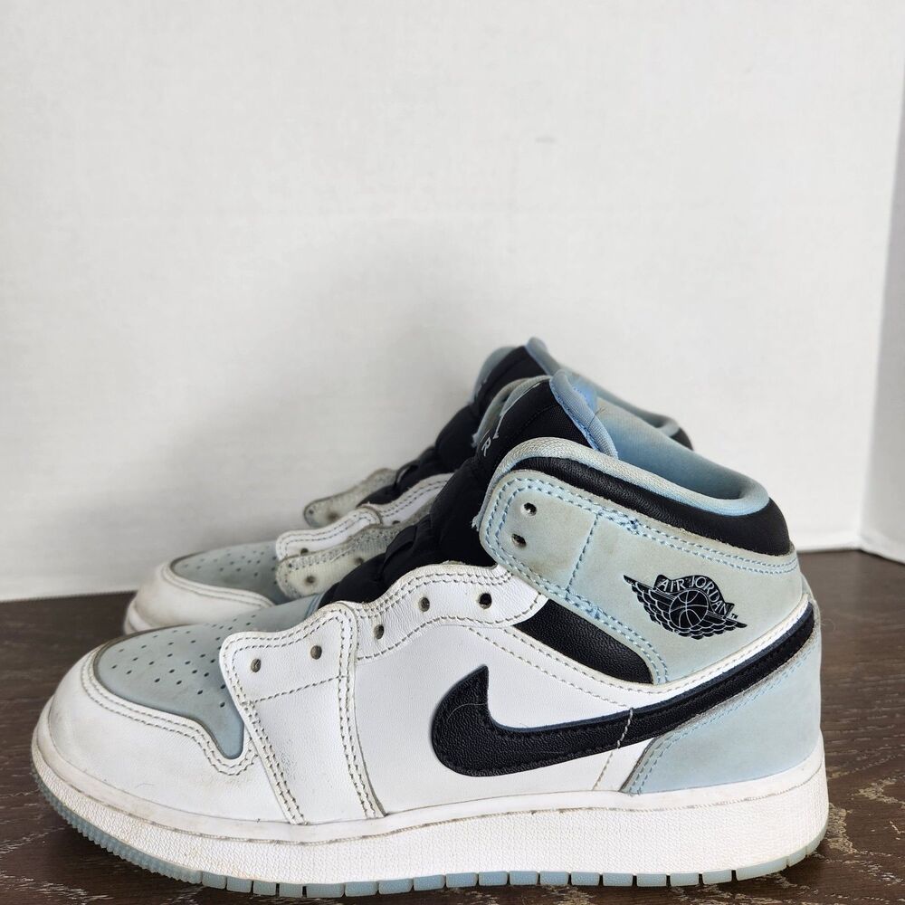 Nike Air Jordan 1 Mid Top Ice Blue White DV1337-104 Youth Size 5.5 NO LACES
